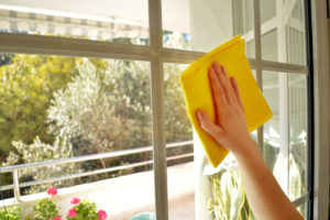 window cleaning with cloth