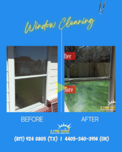 An image of a before and after window cleaning