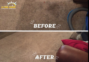 A picture of before and after carpet cleaning