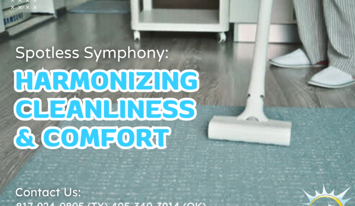 A person cleaning a carpet with text on the image