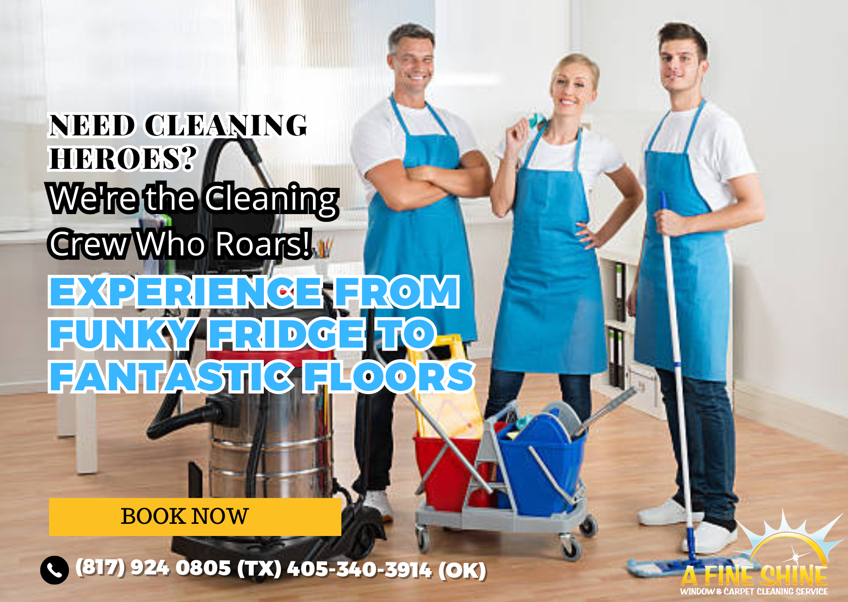 Need cleaning Heroes? We're the Cleaning Crew Who Roars! Experience From Funky Fridge to Fantastic Floors