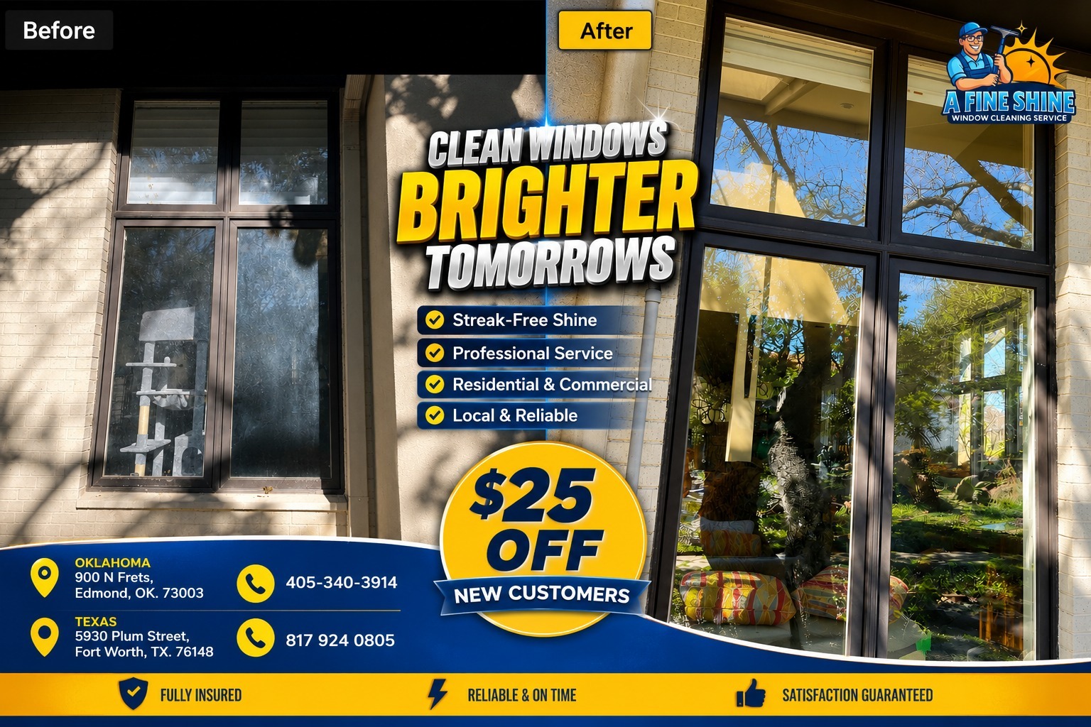 Enjoy Spotless Windows – New Customers Get $25 OFF with A Fine Shine